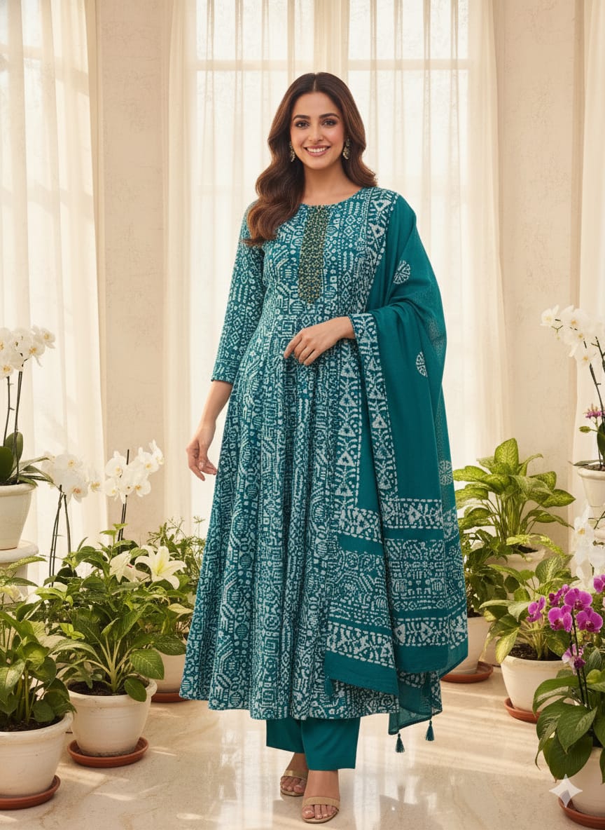 Shree Shanti Selection - Blue Anarkali Kurta Set